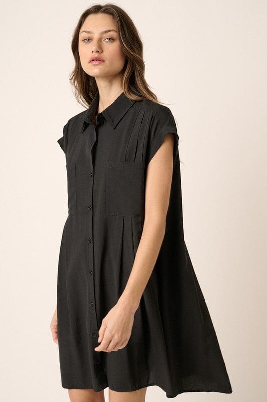 Pleated Back Swing Shirt Dress Mittoshop