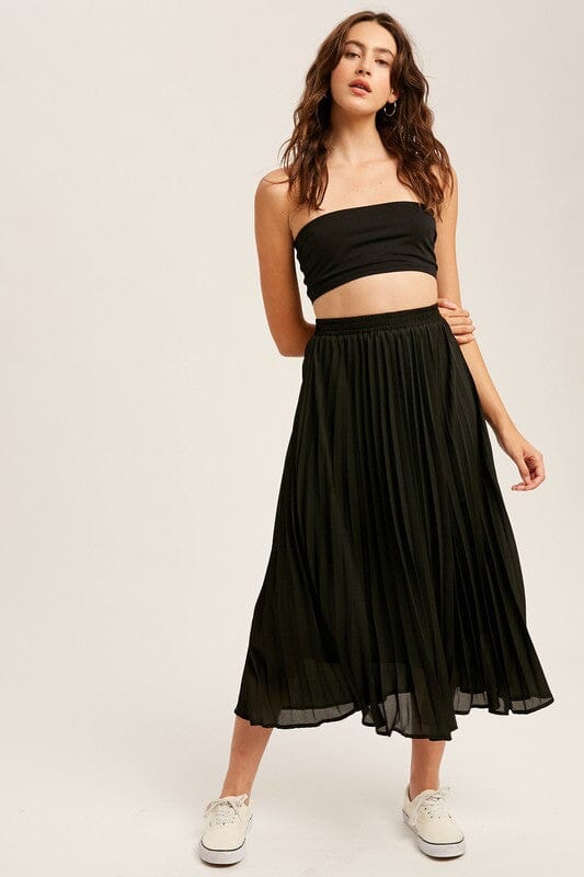 Pleated Chiffon Midi Skirt listicle