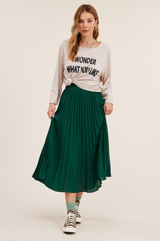 Pleated Chiffon Midi Skirt listicle