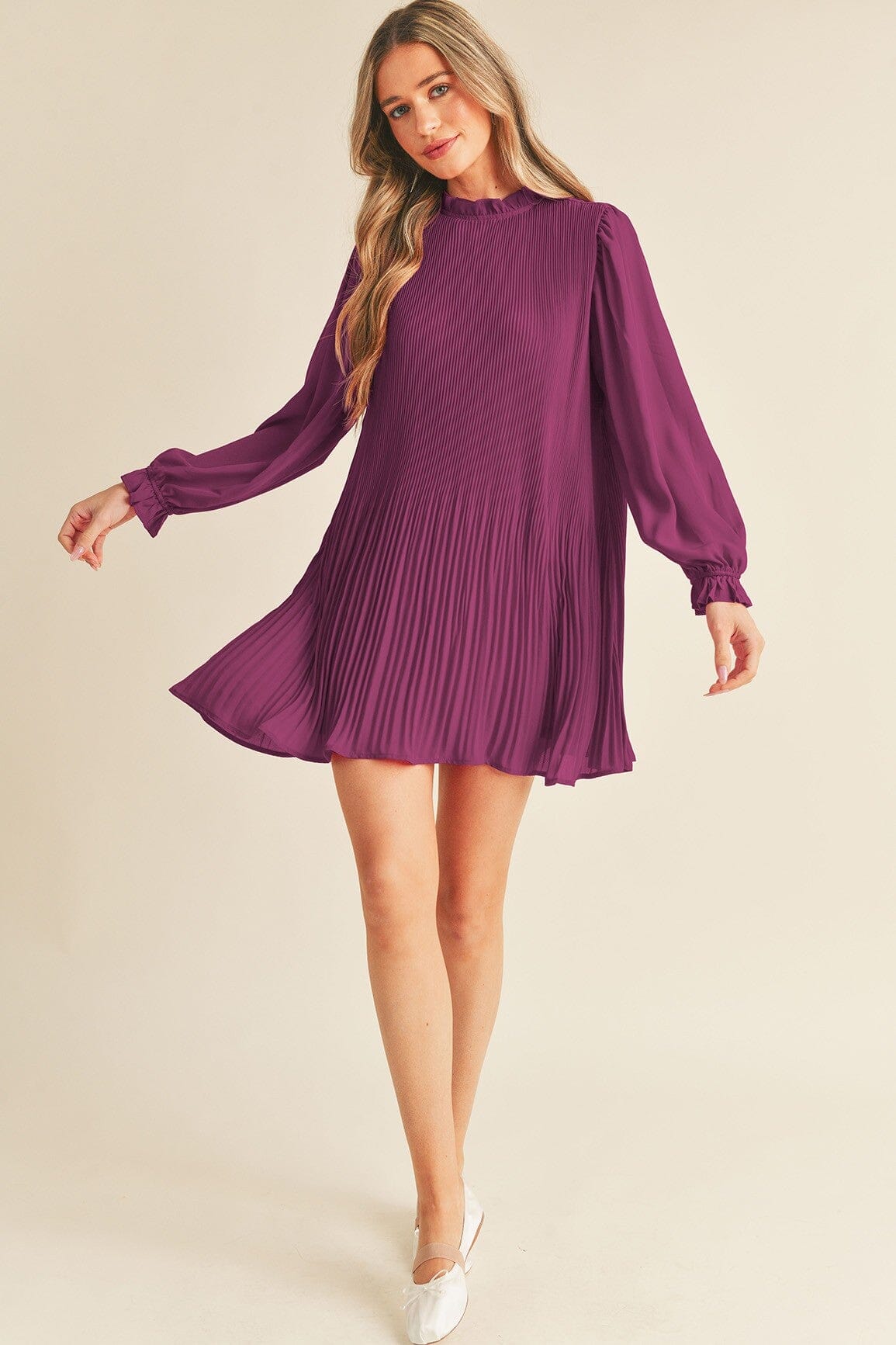 Pleated High Neck Dress &merci