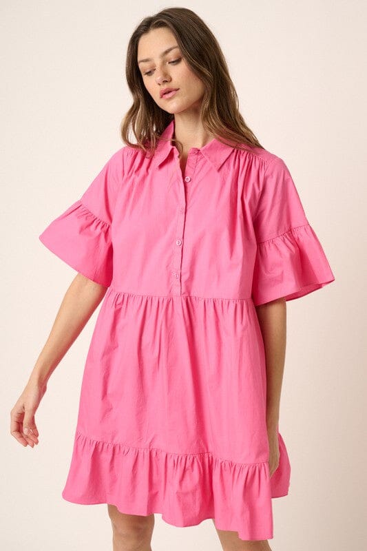 Poplin Ruffle Sleeve Dress Mittoshop
