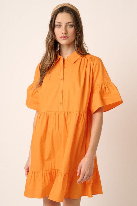 Poplin Ruffle Sleeve Dress Mittoshop