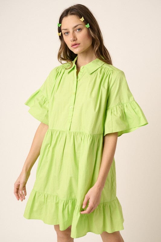 Poplin Ruffle Sleeve Dress Mittoshop