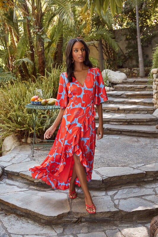 Poppy Floral High Low Dress SNAP-Something New And Pretty Poppy Floral High Low Dress SNAP-Something New And Pretty