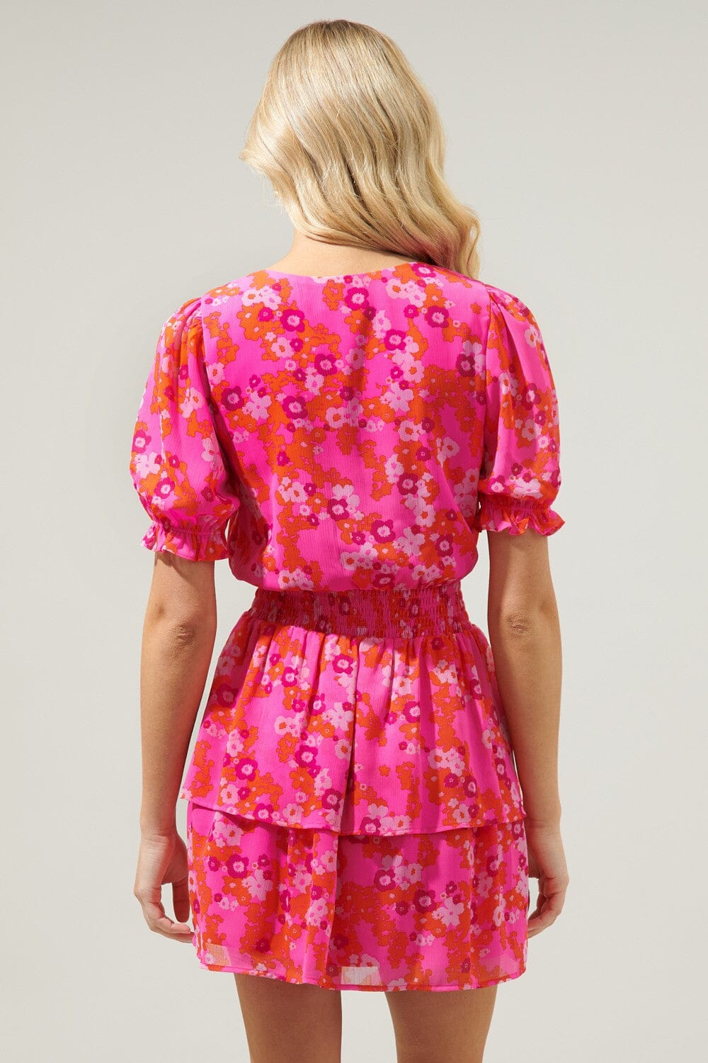 Poppy Punch Amina Surplice Ruffle Mini Dress Sugarlips