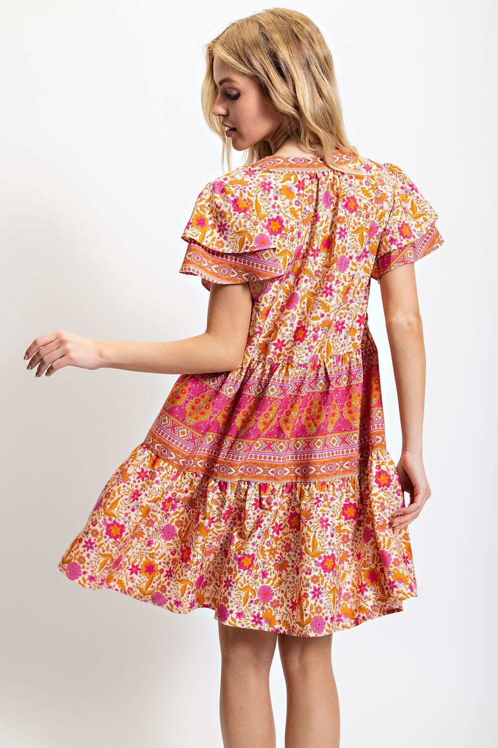 Print Mixed Babydoll Shift Dres Gigio