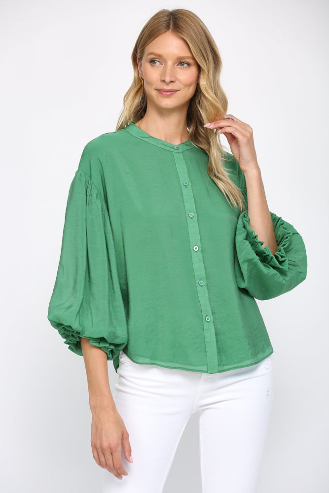 Puff Sleeve Button Down Shirt Fate