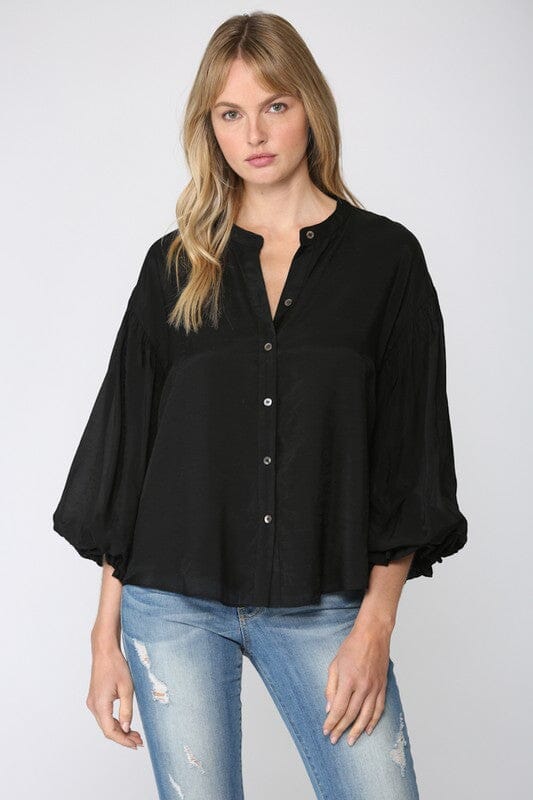 Puff Sleeve Button Down Shirt Fate