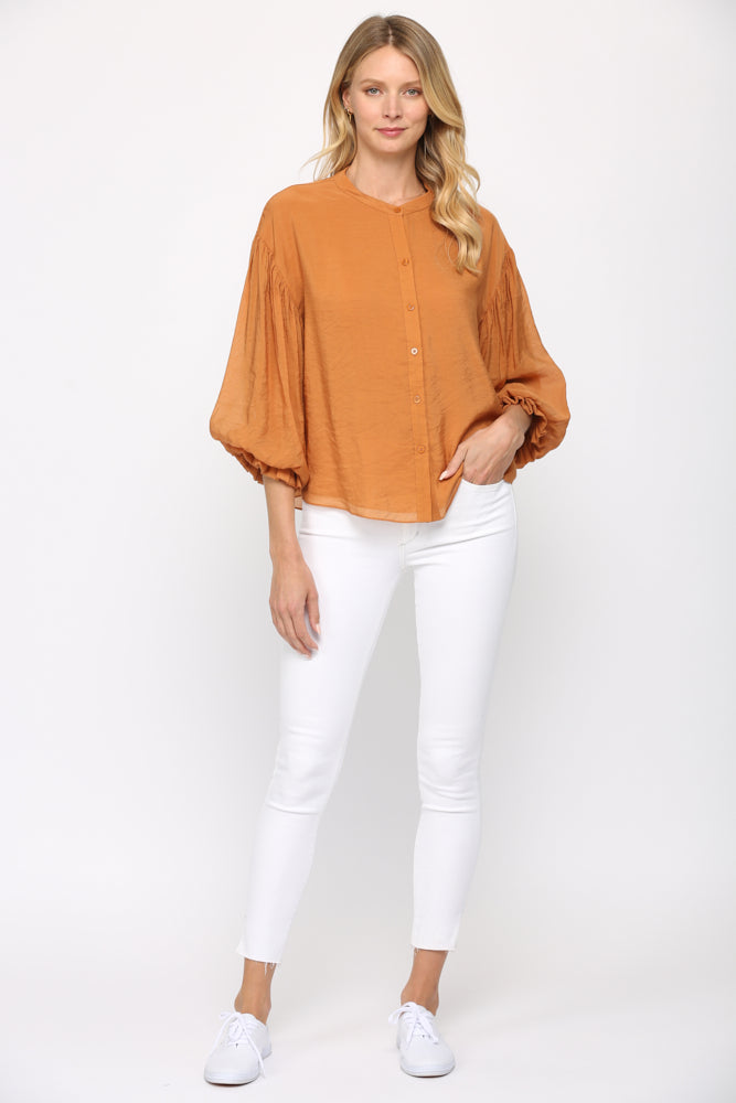 Puff Sleeve Button Down Shirt Fate