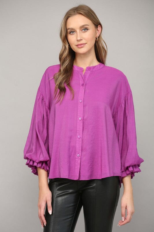 Puff Sleeve Button Down Shirt Fate