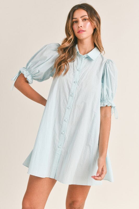 Puff Sleeve Poplin Button Dress Mable