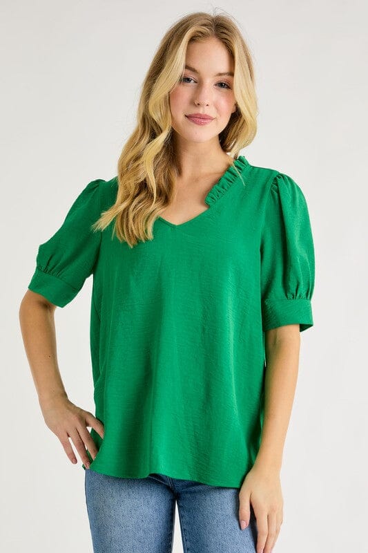 Puff Sleeve Top with Ruffle Detail hailey and co.