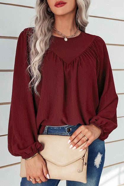 Puff Sleeve Top with V-Detail supreme fashion
