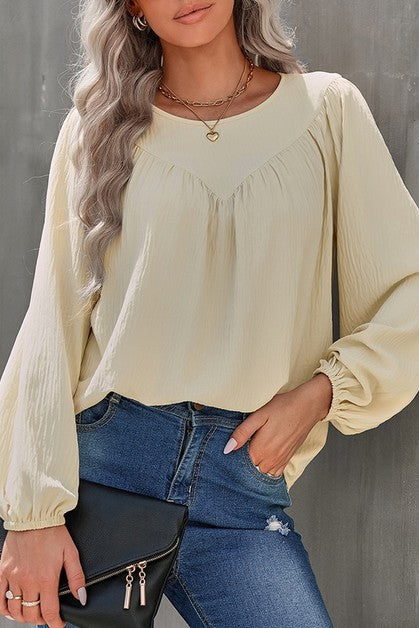 Puff Sleeve Top with V-Detail supreme fashion