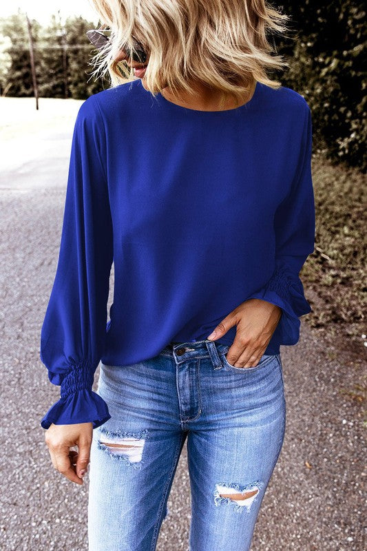 R2 Fall Smocked Wrist Solid Top Kentce