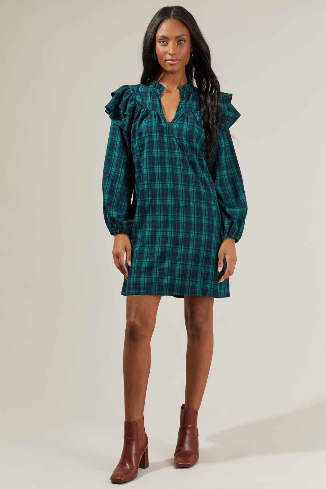 Raquel Plaid Babydoll Dress Sugarlips
