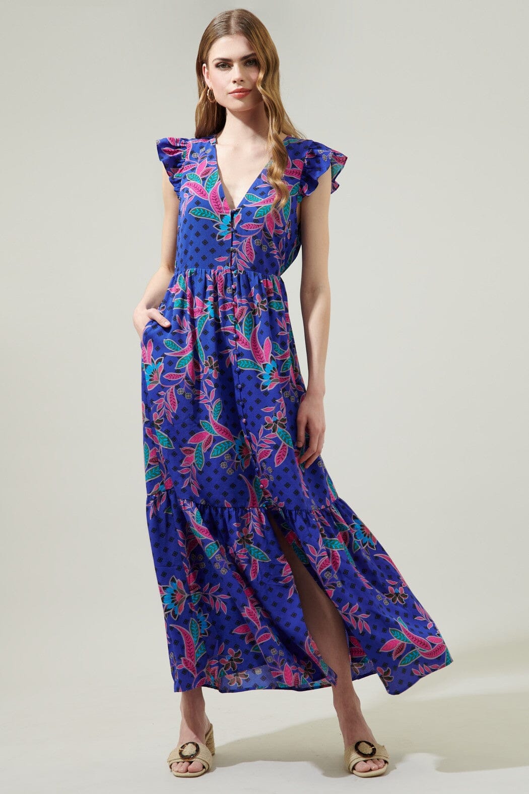 Rayanne Indigo Evianna Button Down Maxi Dress Sugarlips