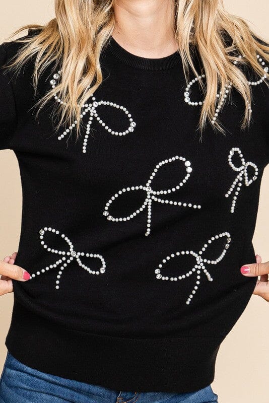 Rhinestone Bow Sweater Jodifl
