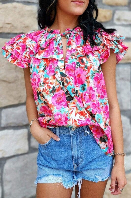 Rose Ruffle Sleeve Top Youmi