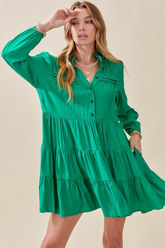 Ruffle Neck Tiered Dress day + moon