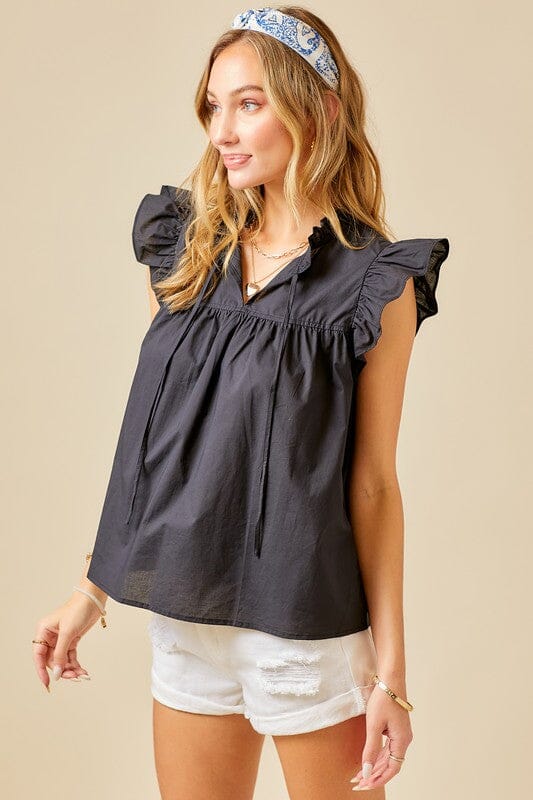 Ruffle Sleeve Tie Neck Top day + moon