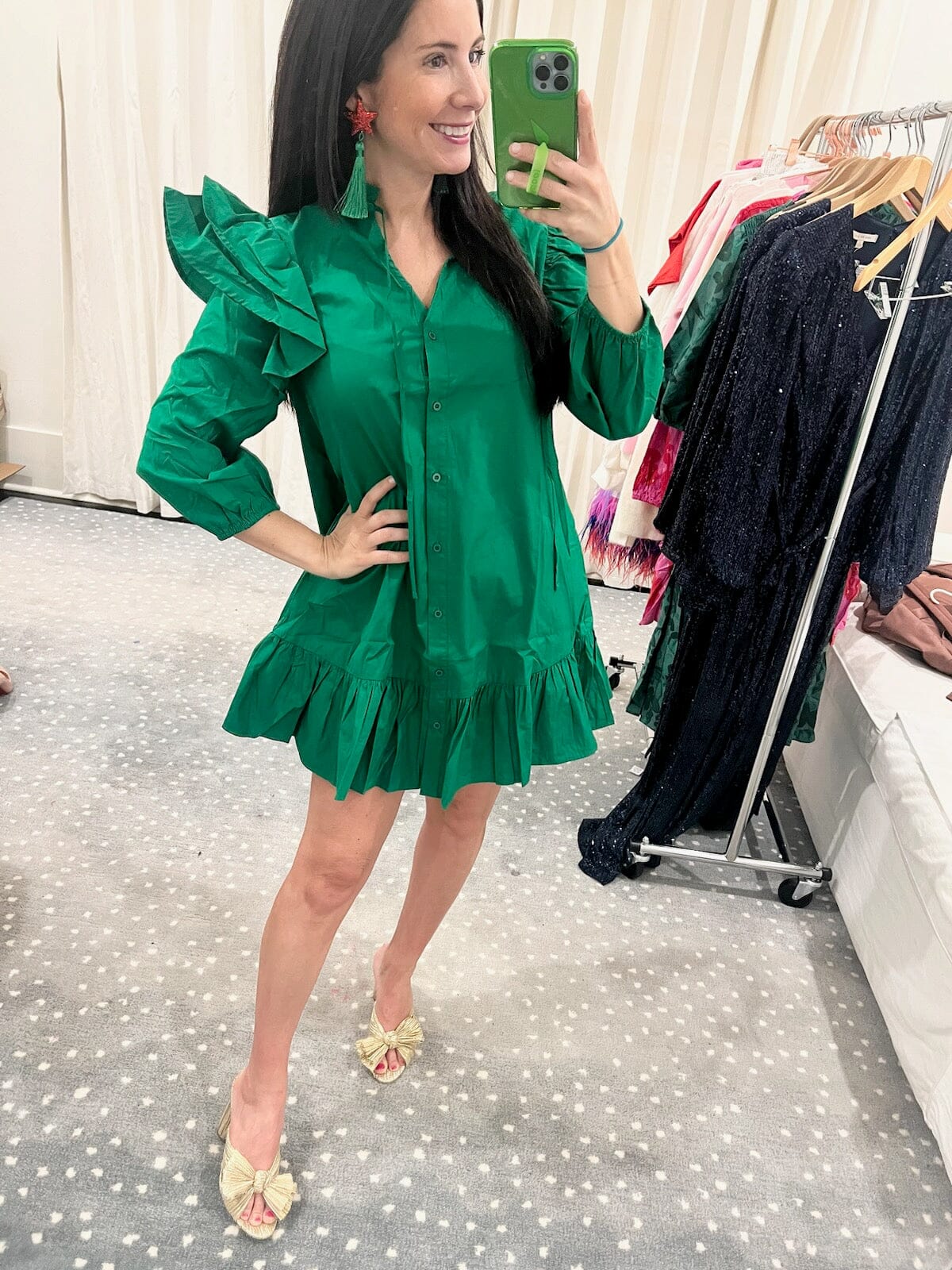 Sammy Ruffle Drop Waist Dress Green Sugarlips