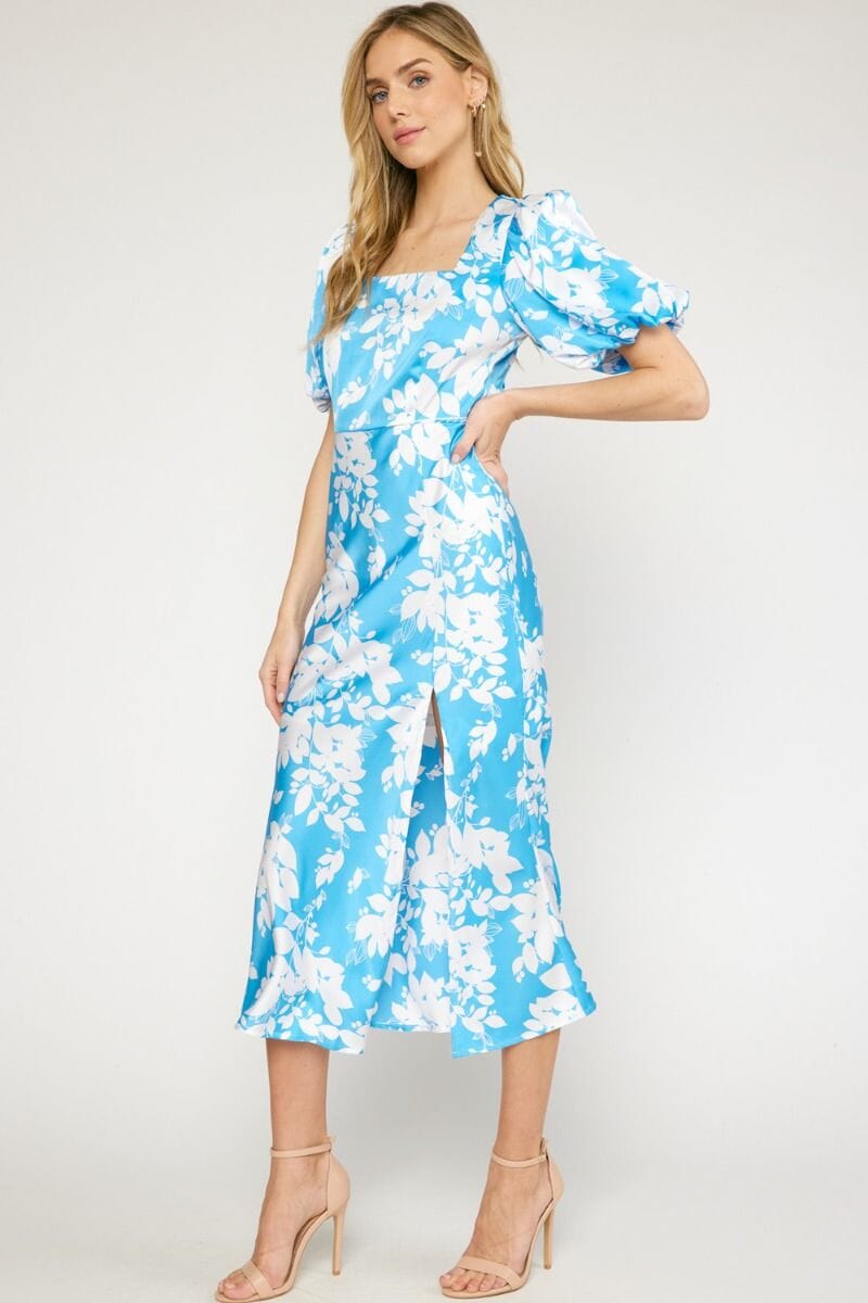 Satin Floral Midi - Green Ships early May entro