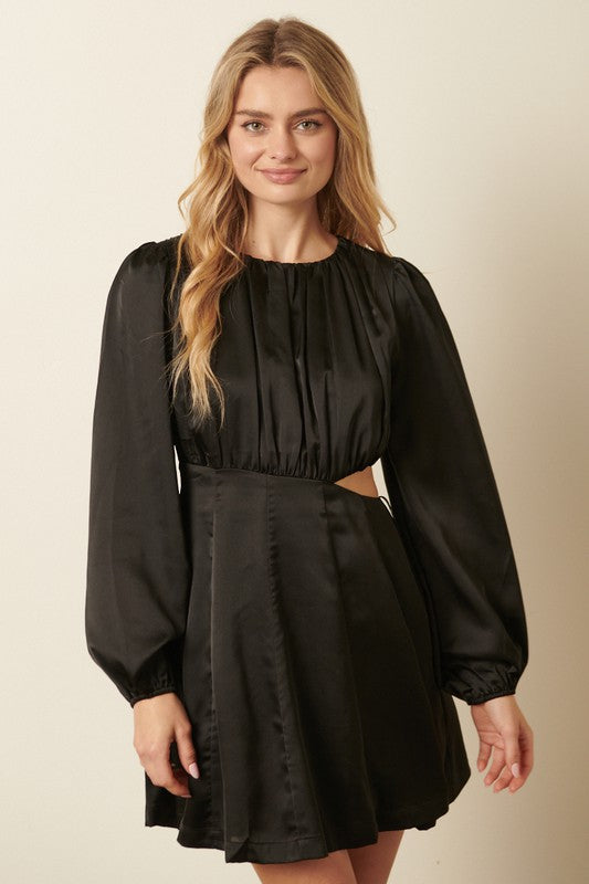 Satin Side Cut Detail Dress Mittoshop