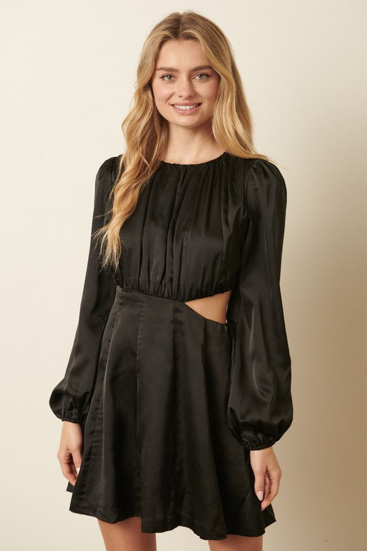 Satin Side Cut Detail Dress Mittoshop