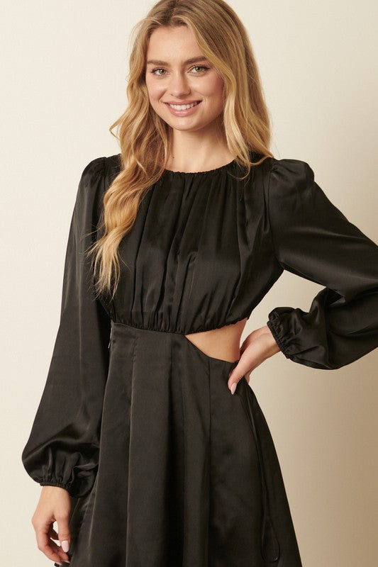 Satin Side Cut Detail Dress Mittoshop