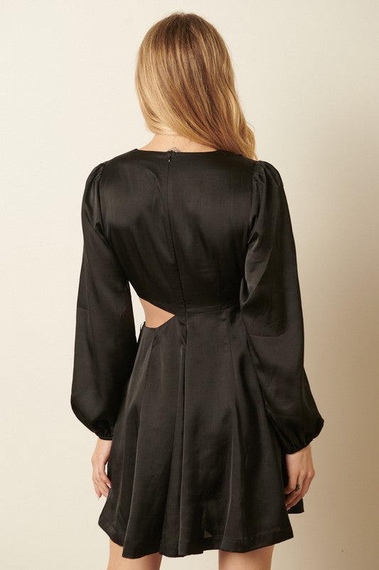 Satin Side Cut Detail Dress Mittoshop