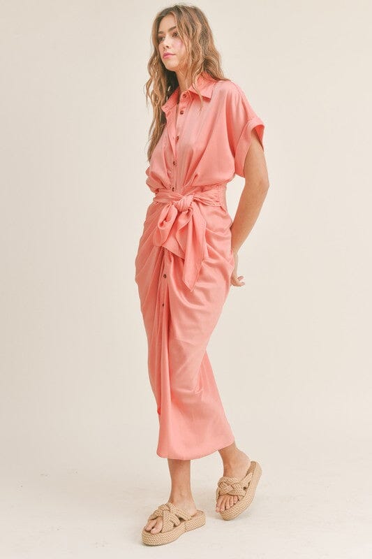 Satin Tie Front Midi Mable