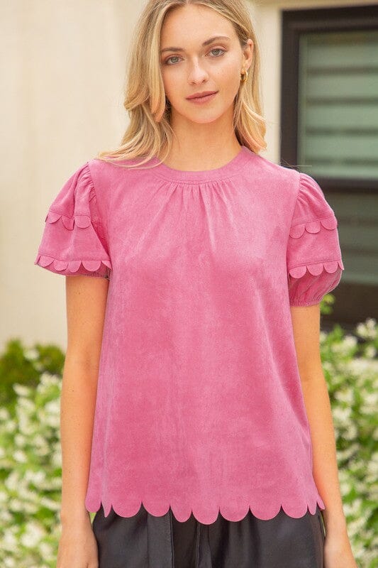 Scalloped Suede Top Voy