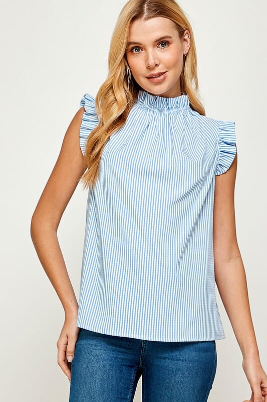 Seersucker Flutter Sleeve Top 2 hearts