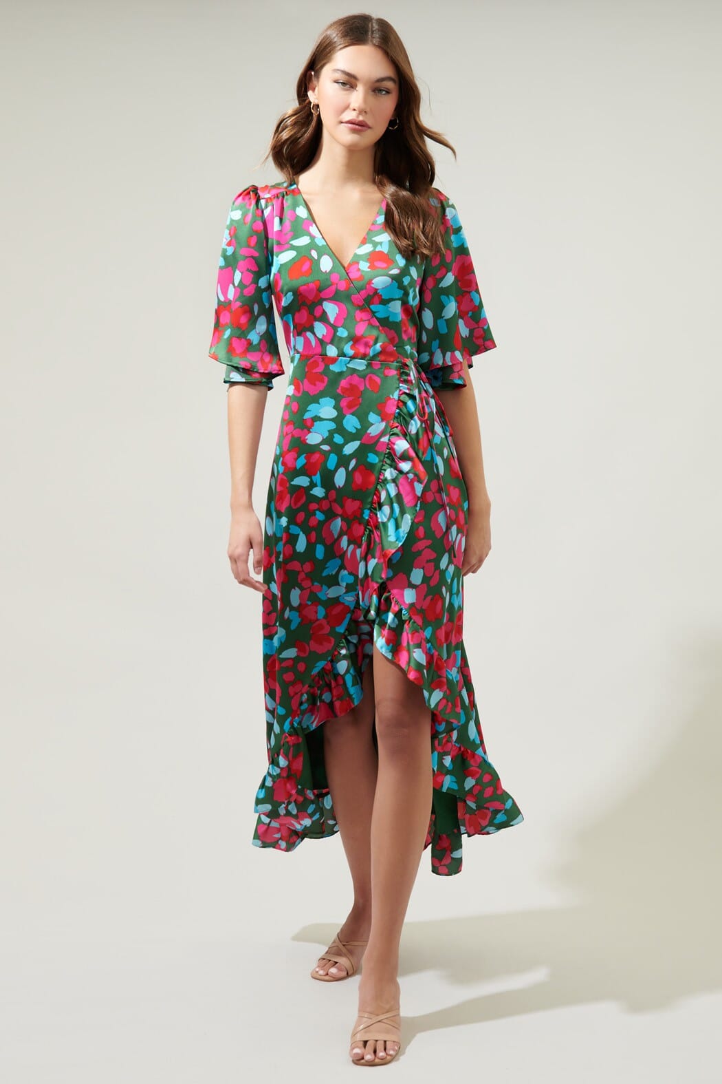 Sereia Floral Abelia Hi-Low Maxi Wrap Dress Sugarlips