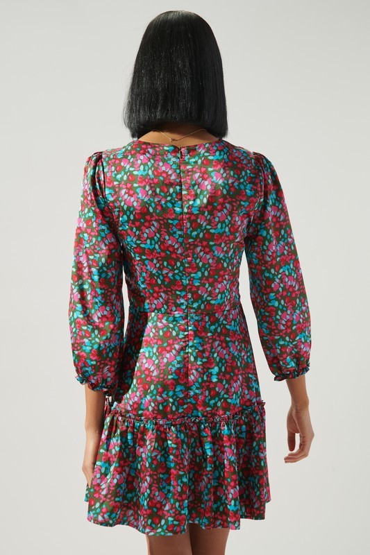 Sereia Floral Mariko Surplice Satin Mini Dress Sugarlips