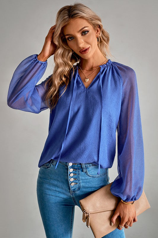 Sheer Sleeve Blouse supreme fashion