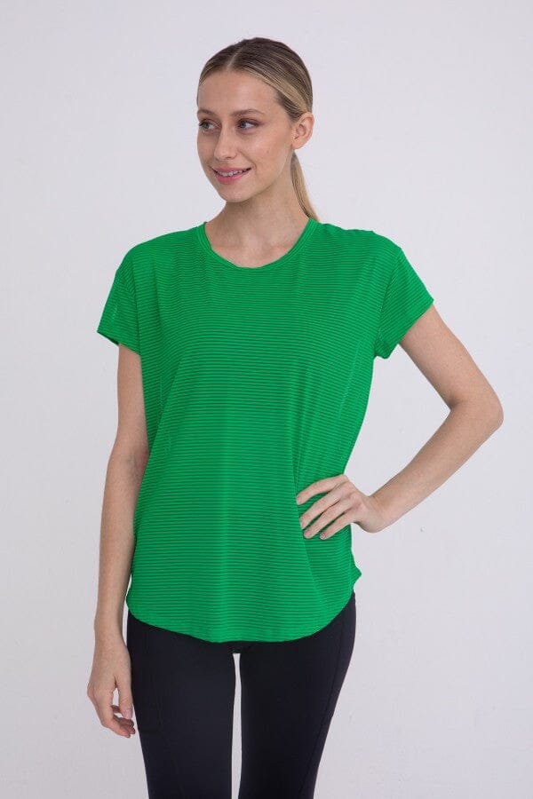 Sheer Striped Mesh Paneled Back Tee Mono B