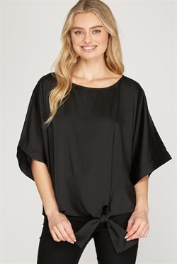 Silky Kimono Top with Tie Detail she + sky