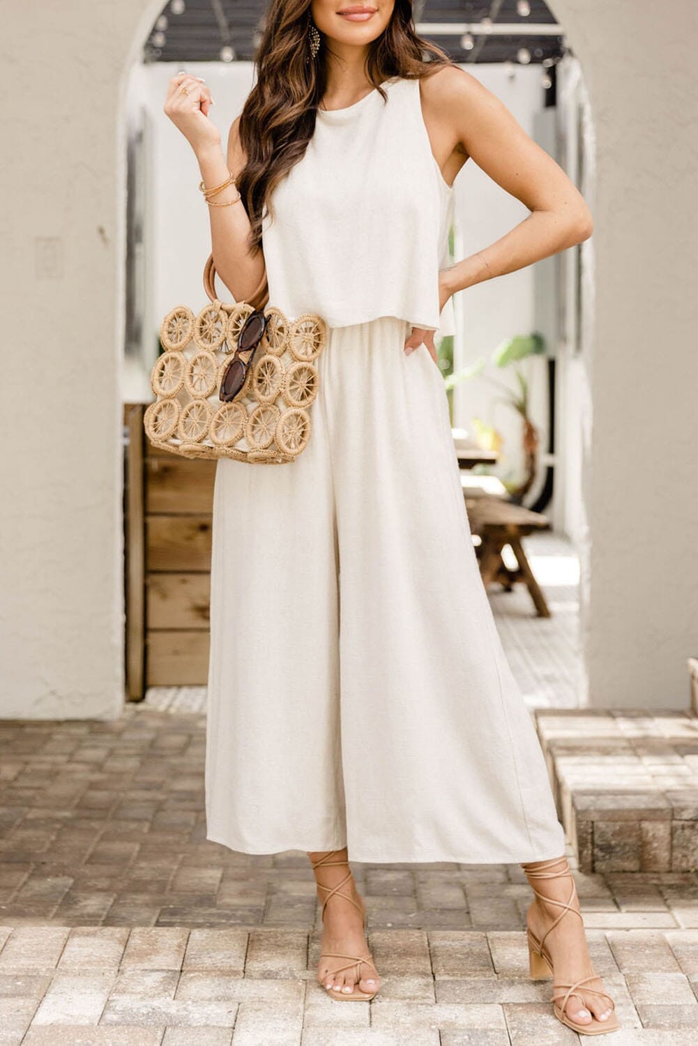 Sleeveless Ankle Length Wide Leg Jumpsuit Kentce