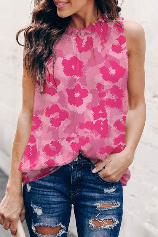 Sleeveless Pink Leopard Top Kentce