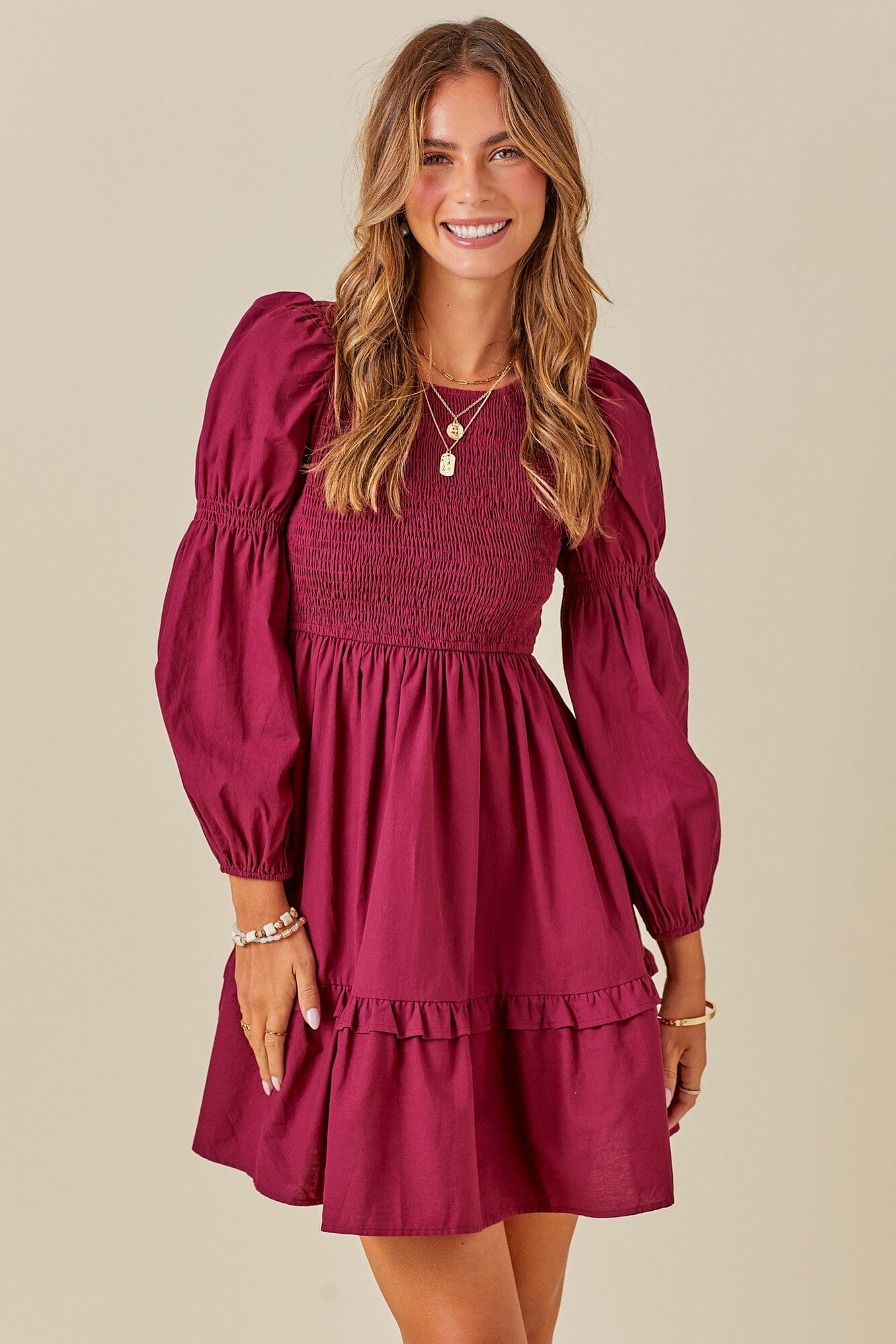 Smock Chest Bubble Sleeve Dress day + moon