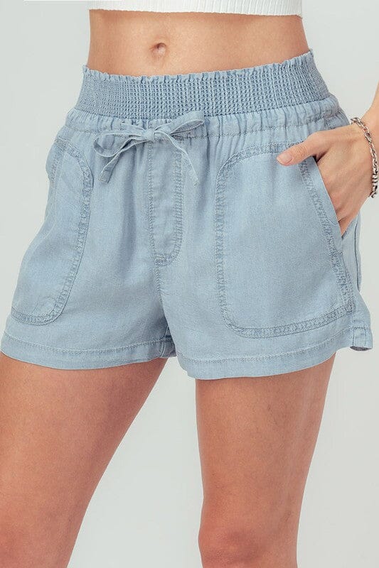 Smocked Waist Chambray Shorts Trend Notes