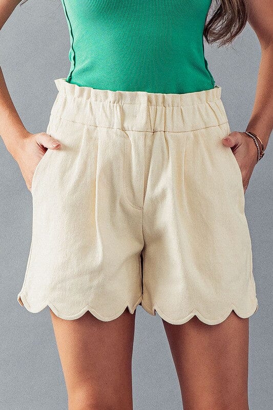 Smocked Waist Scalloped Hem Shorts Trend Notes