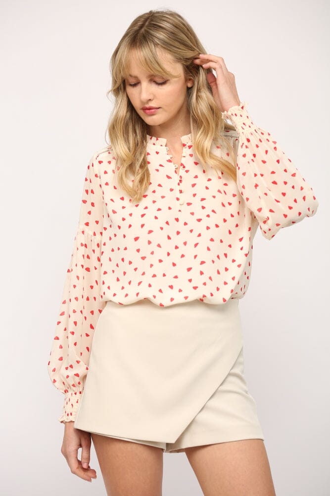 Smocked Wrist Heart Peasant Blouse Fate