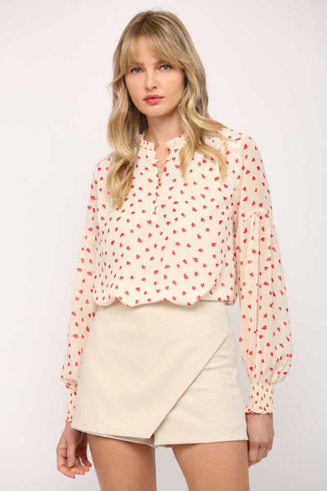 Smocked Wrist Heart Peasant Blouse Fate
