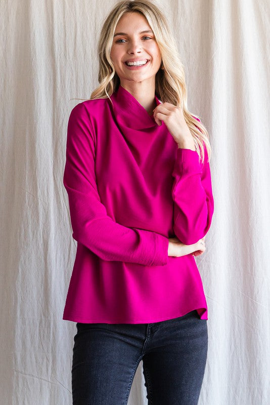 Solid Cowl Neck Blouse Jodifl