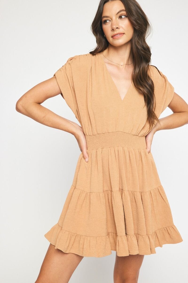 Solid Smocked Waist Dress entro