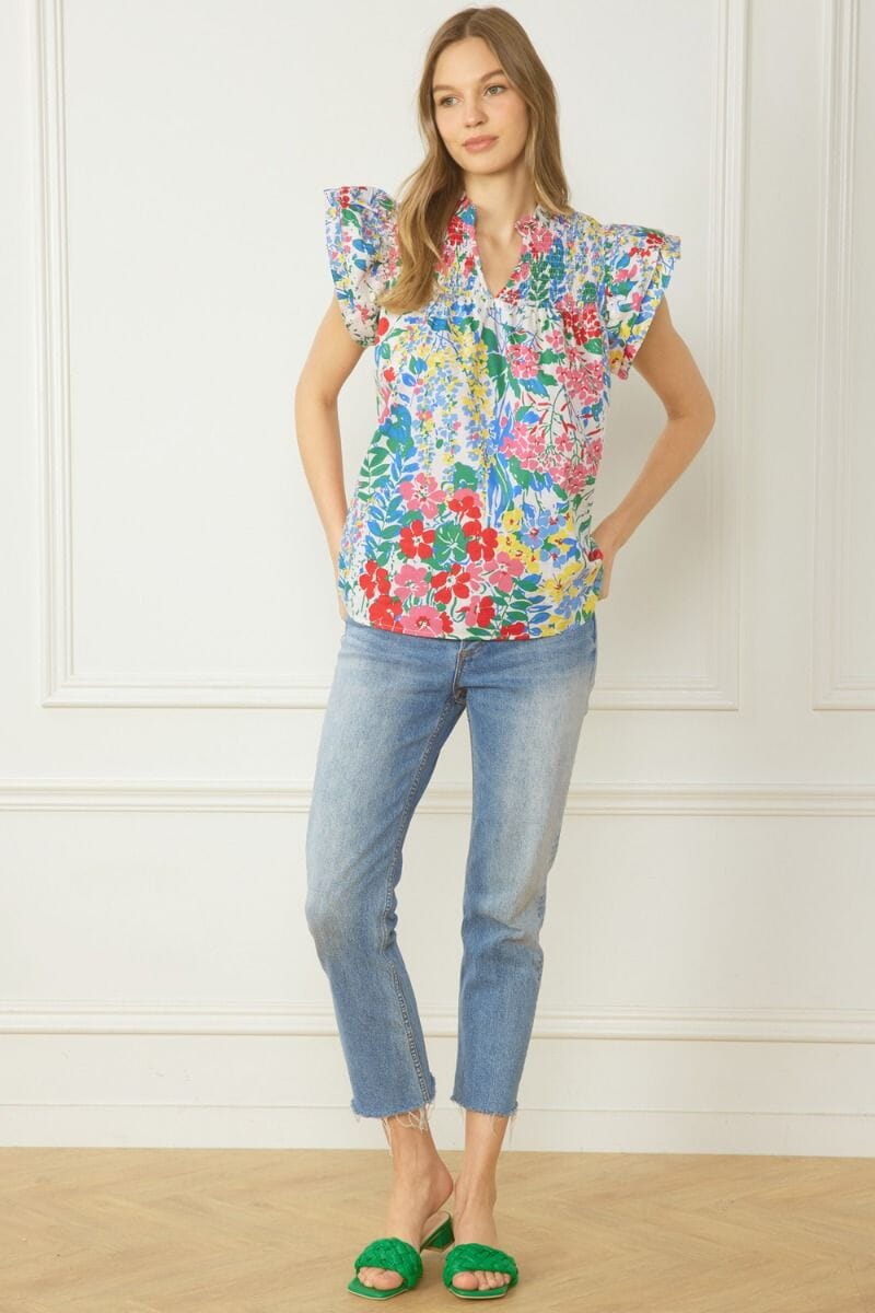 Spring Floral Flutter Sleeve entro