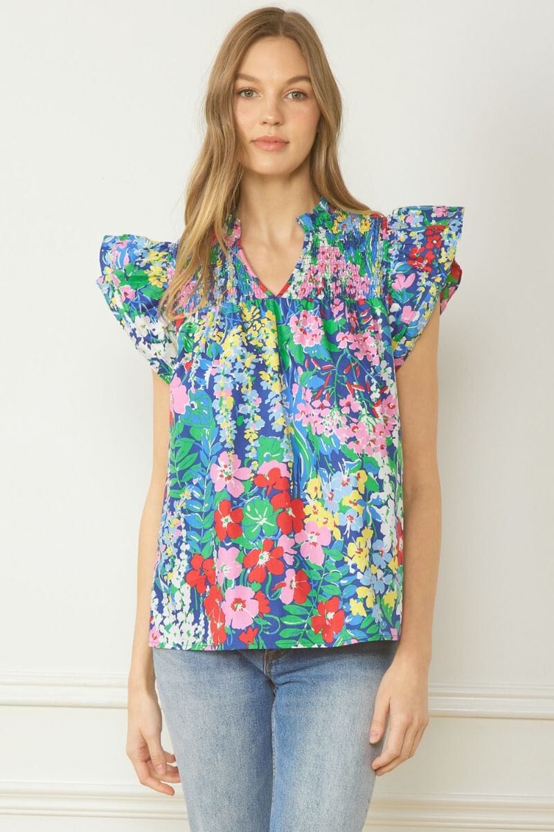 Spring Floral Flutter Sleeve entro